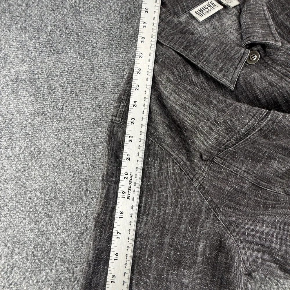 Chicos Design Gray Space Dye Textured Button Front Jacket Size 3 Large XL